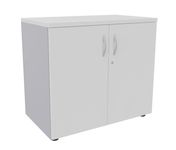 Armoire basse IDRA/DUAL - H72 x L80 x P47 - 2 portes - Corps alu - Dessus et portes Blanc perle