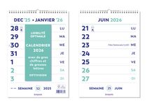 Optivision Wire-O - Calendrier 1 semaine sur 2 pages - caractères agrandis - 21 x 29,7 cm - Brepols