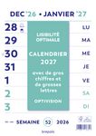 Optivision Wire-O - Calendrier 1 semaine sur 2 pages - caractères agrandis - 21 x 29,7 cm - Brepols