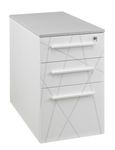 Caisson bout de bureau SUNDAY blanc + top L42 cm gris - P 80 cm - 3 tiroirs