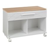 Rangement bas mobile SUNDAY - 1 tiroir - Chêne et blanc