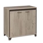 Rangement bas MAMBO - L80 x H82 x P46 - 2 portes - Chêne/chocolat