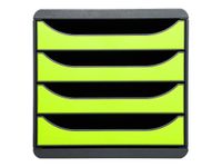 Exacompta BigBox - Module de classement 4 tiroirs - noir/vert anis