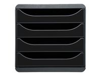 Exacompta BigBox - Module de classement 4 tiroirs - noir/noir