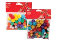 APLI kids - Forma artesanal - pompón - negro, blanco, amarillo, púrpura, rojo, verde, naranja, celeste (paquete de 78)