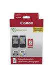 Canon PG-510 / CL-511 Multi pack - Paquete de 2 - 9 ml - negro, color (cian, magenta, amarillo) - original - cartucho de tinta - para PIXMA MP230, MP237, MP252, MP258, MP270, MP280, MP282, MP499, MX350, MX360, MX410, MX420