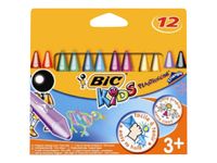BIC KiDS Plastidecor - 12 craies de coloriages - cire - assortiment de couleurs vives