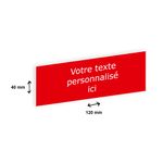 Plaque boîte à lettres personnalisée avec votre texte - 120 x 40 mm - rouge - adhésivée prête à poser