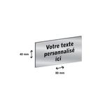 Plaque personnalisée avec votre texte - 80 x 40 mm - argentée - adhésivée prête à poser