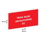 Plaque personnalisée avec votre texte - 200 x 100 mm - rouge - adhésivée prête à poser