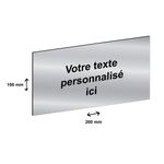Plaque personnalisée avec votre texte - 200 x 100 mm - argentée - adhésivée prête à poser