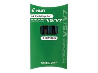 Pilot Hi-Tecpoint V5/V7 - 3 Cartouches recharges pour roller - vert