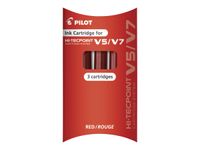Pilot Hi-Tecpoint V5/V7 - 3 Cartouches recharges pour roller - rouge