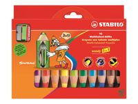 Stabilo woody 3 in 1 - 10 Crayons de couleur - 10 mm - couleurs assorties