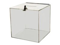 INOVSHOP - Urne de comptoir sécurisée - couvercle équipé d'une serrure - 25 x 25 x 25 cm - incolore