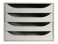 Exacompta Ecobox - Module de classement 4 tiroirs - gris