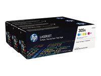 HP 305A - Pack de 3 - cyan, magenta, jaune - cartouche laser d'origine (CF370AM)