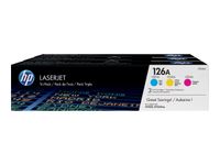 HP 126A - Pack de 3 - jaune, cyan, magenta - cartouche laser d'origine (CF341A)