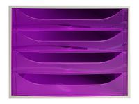 Exacompta Ecobox - Module de classement 4 tiroirs - gris/violet transparent