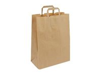 50 Sacs cadeau kraft - poignées plates - 32 cm x 17 cm x 45 cm - brun