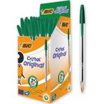 BIC Cristal - 50 Stylos à bille - vert - 1 mm - pointe moyenne