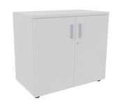 Armoire basse INEO/LEVEL/STEELY/WOODY - H72 x L80 x P47 - Corps blanc - Dessus et Portes Blanc perle