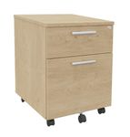 Caisson mobile EXPRIM/LOFTER/LEVEL - L43 x H56 x P60 cm - 2 tiroirs dont 1 DS - Imitation Chêne clair