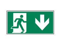 Pickup - Panneau de signalisation - 300 x 150 mm - Flèche vers le bas de sortie de secours