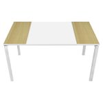 Bureau droit EASYDESK - L140 x P80 cm  - Blanc/hêtre