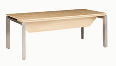 Bureau bois SLIVER avec voile de fond - 190 cm - Pieds métal - Chêne fil et blanc