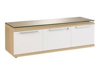 Banc SLIVER - L135 x H46 x P45 - 1 tiroir pour dossiers suspendus et 2 portes - Chêne et blanc