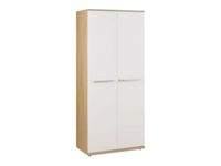 Armoire haute SLIVER - L80 x H188 x P45 - 2 portes - Chêne fil et blanc