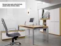 Bureau bois SLIVER - 190 cm - Pieds métal - Chêne fil et blanc