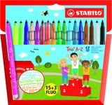 STABILO Trio A-Z - 18 feutres dont 3 fluo - pointe moyenne