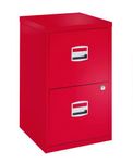 Classeur métallique monobloc - 2 tiroirs - H67 x L41 x P40 cm - rouge