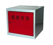 Casier cube / Vestiaire - 36 x 40 x 40 cm - aluminium/rouge