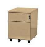Caisson mobile - 2 tiroirs - beige - 56,7 x 54,1 x 41,8 cm