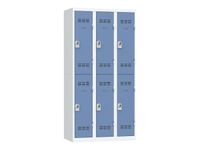 Vestiaire multicases - 3 colonnes - 6 portes - 180 x 90 x 50 cm - gris/bleu