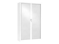 Armoire haute monobloc à rideaux GENERIC - 198 x 120 x 43 cm - corps et rideaux blanc