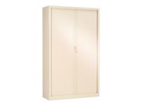 Armoire haute monobloc à rideaux GENERIC - 198 x 120 x 43 cm - corps et rideaux beige