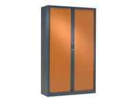 Armoire haute monobloc à rideaux GENERIC - 198 x 120 x 43 cm - anthracite/imitation merisier