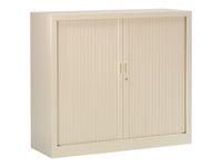 Armoire mi-haute monobloc à rideaux GENERIC - 100 x 120 x 43 cm - beige