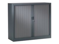 Armoire mi-haute monobloc à rideaux GENERIC - 100 x 120 x 43 cm - anthracite/anthracite