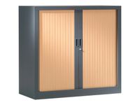 Armoire mi-haute monobloc à rideaux GENERIC - 100 x 120 x 43 cm - anthracite/imitation hêtre