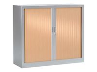 Armoire mi-haute monobloc à rideaux GENERIC - 100 x 120 x 43 cm - aluminium/imitation hêtre