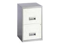 Classeur 2 tiroirs pour dossiers suspendus - 66 x 40 x 40 cm - alu/blanc