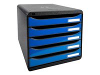 Exacompta BigBox Plus - Module de classement 5 tiroirs - noir/bleu glacé
