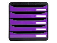 Exacompta BigBox Plus - Module de classement 5 tiroirs - noir/violet