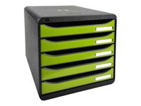 Exacompta BigBox Plus - Module de classement 5 tiroirs - noir/vert anis