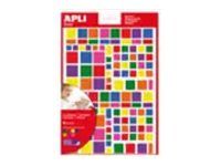 APLI kids - Adhesivo de decoración - cuadrado - 6 hojas - azul, amarillo, púrpura, rojo, amarillo claro, verde, naranja, azul claro, turquesa, lila, rosa, fucsia - no permanente (paquete de 756)